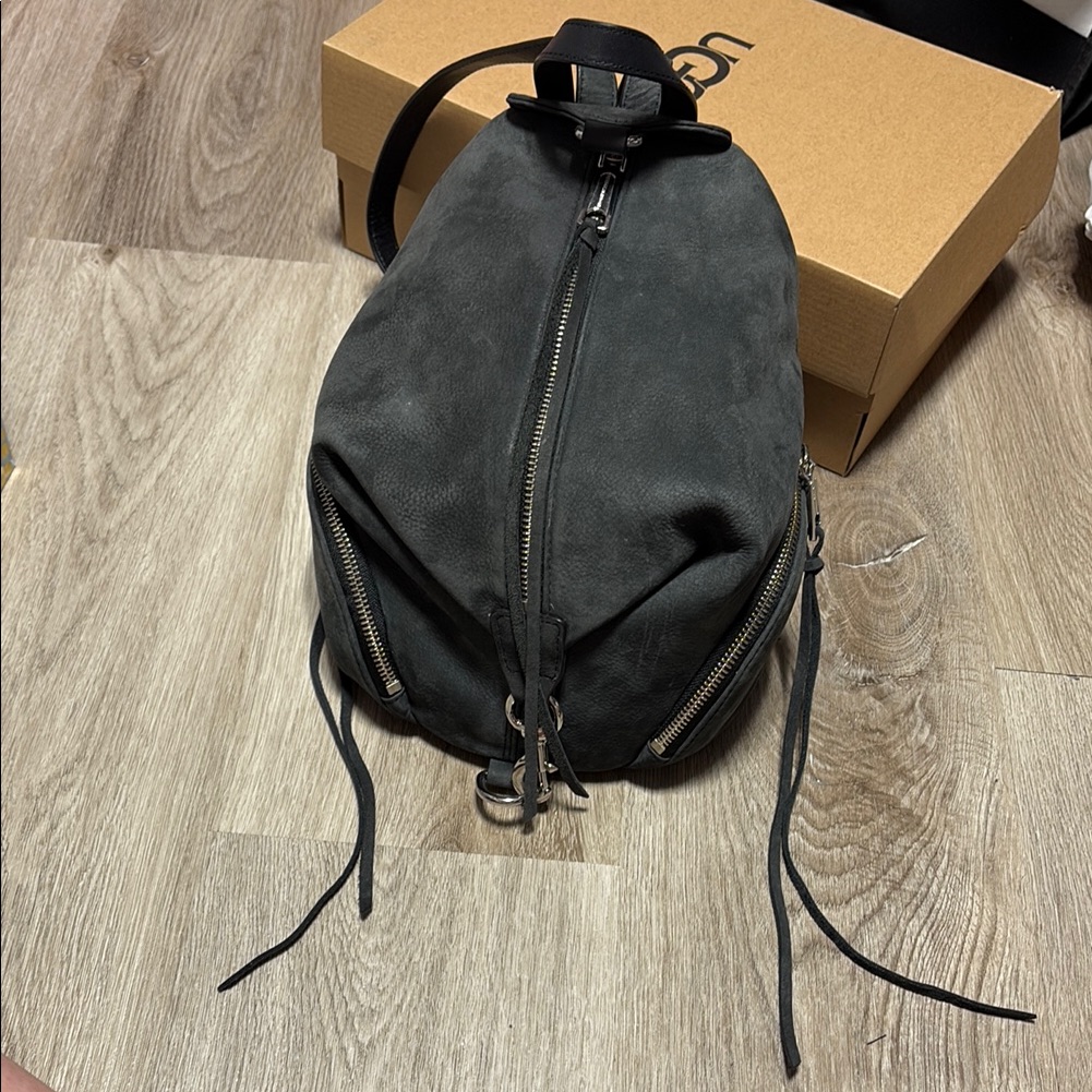 Rebecca Minkoff Mini Julian Backpack In Gray Suede